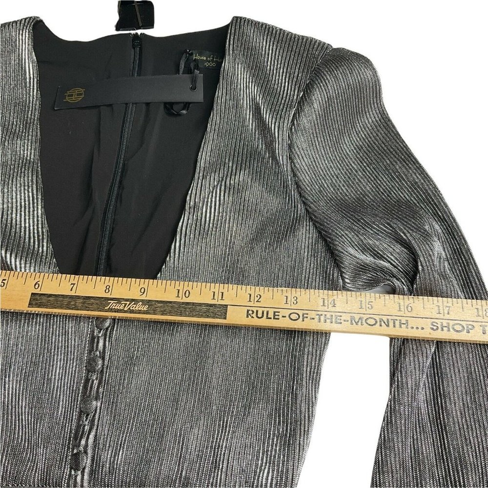 House of Harlow Jumpsuit Women Sz XXS Silver Revolve Long Slv Shimmer Nwt $248 - Picture 4 of 12